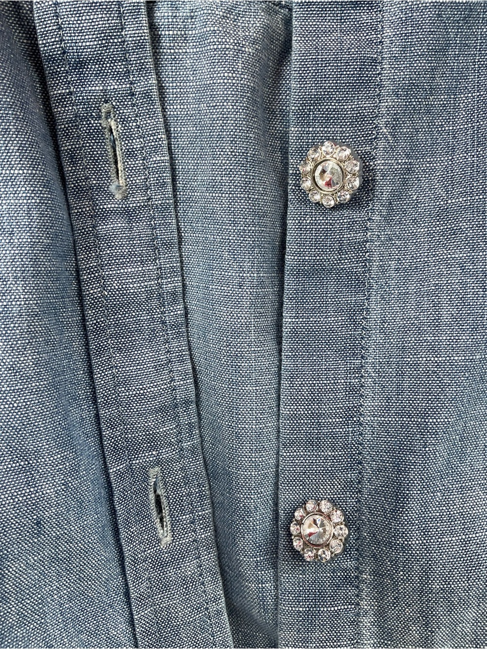 J. Crew Factory Chambray Shirt w/Jeweled Buttons - Picture 5 of 7